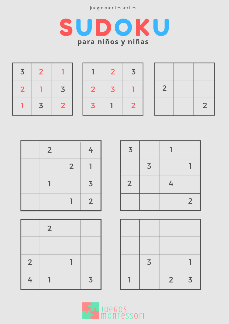 Sudoku para Niños JUEGOSMONTESSORI