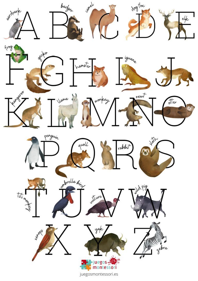 Abecedario de animales para Imprimir | PDF Español e Inglés | JUEGOS ...