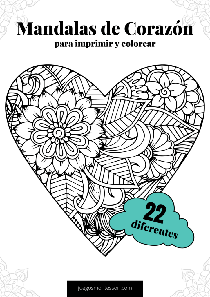 22 Mandalas de Corazón para Imprimir y Colorear en PDF